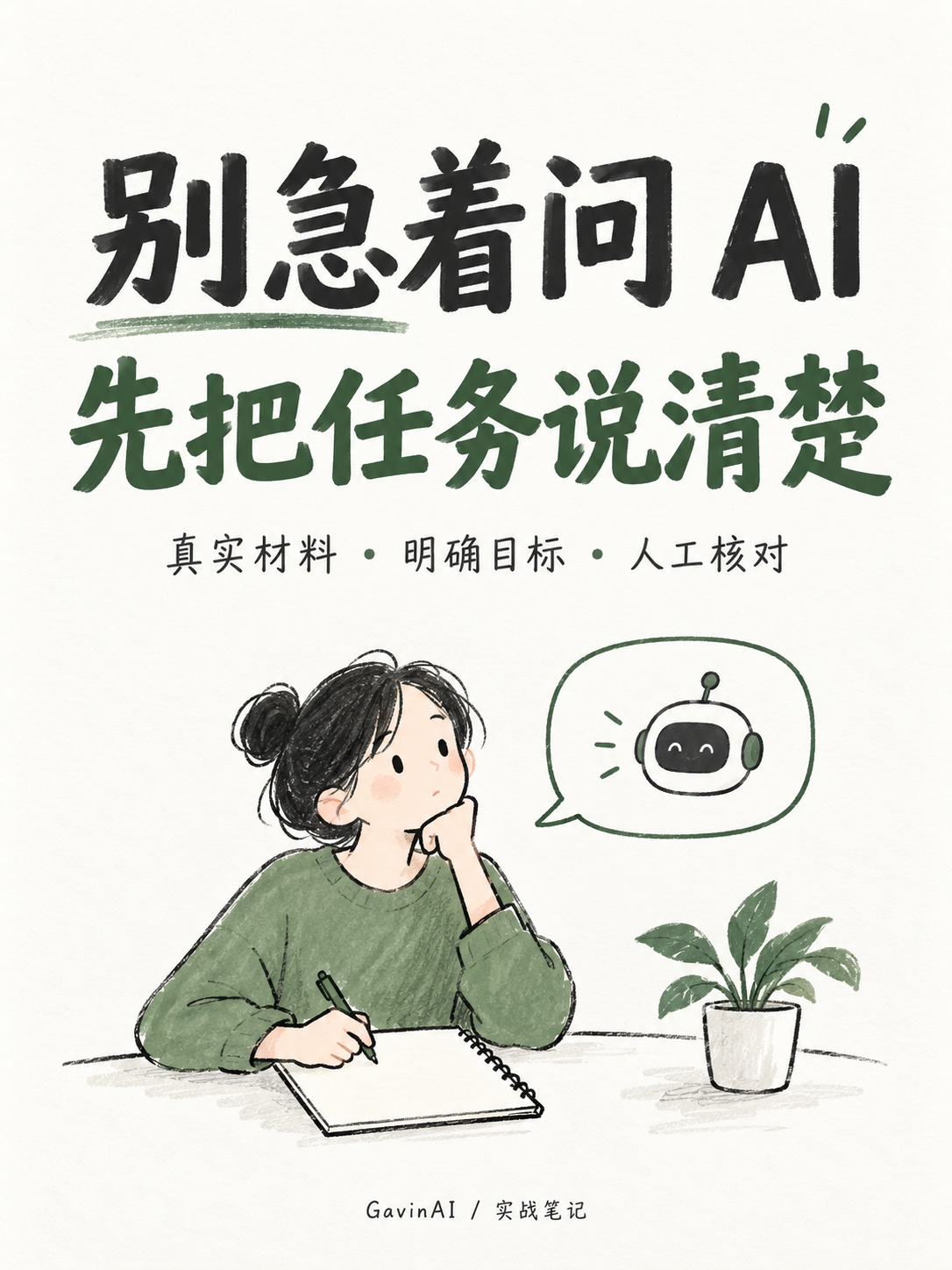 GavinAI 实际生成的小红书图文封面:别急着问 AI,先把任务说清楚